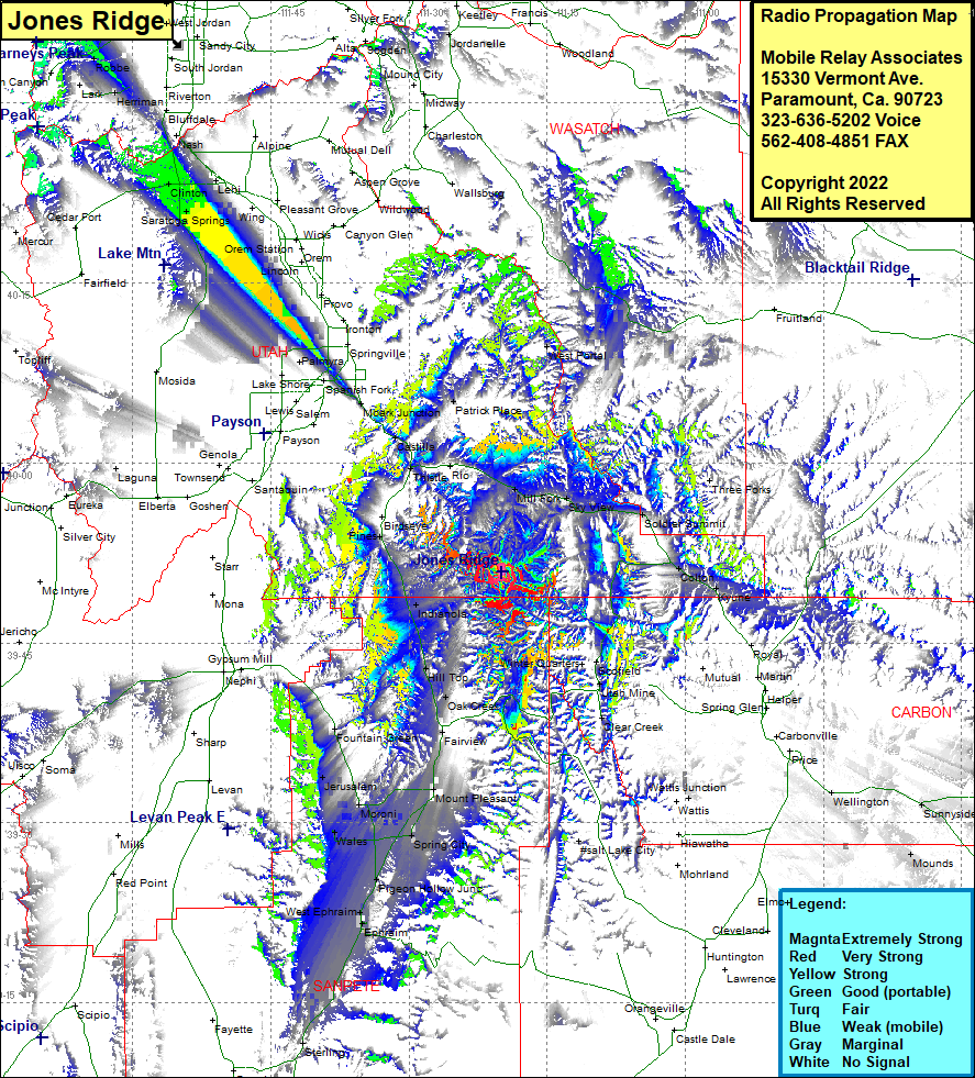 heat map radio coverage Jones Ridge